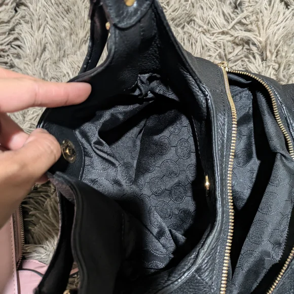 Michael Kors Black Leather Shoulder Bag with Gold Accents - Picture 14 of 14